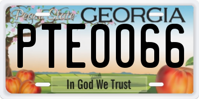 GA license plate PTE0066