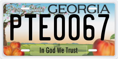GA license plate PTE0067