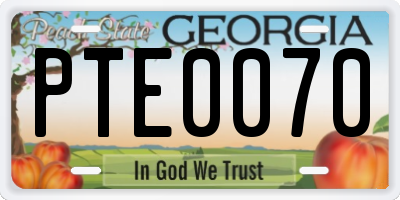GA license plate PTE0070
