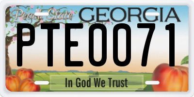 GA license plate PTE0071
