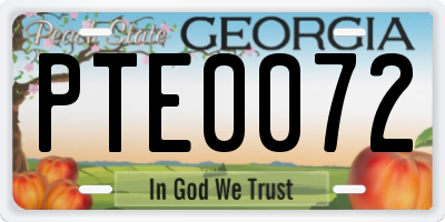 GA license plate PTE0072