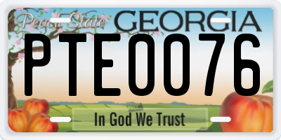 GA license plate PTE0076