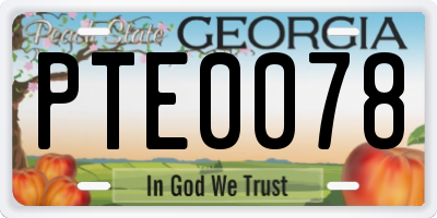 GA license plate PTE0078