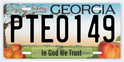 GA license plate PTE0149