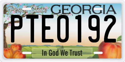 GA license plate PTE0192
