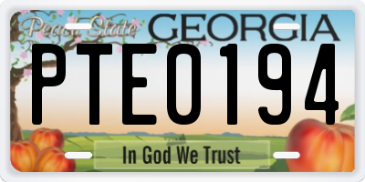 GA license plate PTE0194