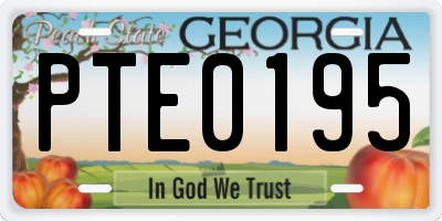 GA license plate PTE0195