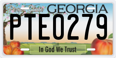 GA license plate PTE0279
