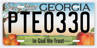 GA license plate PTE0330