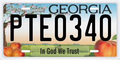 GA license plate PTE0340
