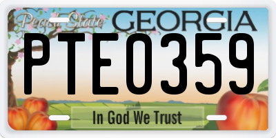 GA license plate PTE0359