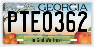 GA license plate PTE0362