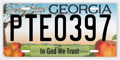 GA license plate PTE0397