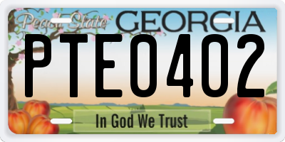 GA license plate PTE0402
