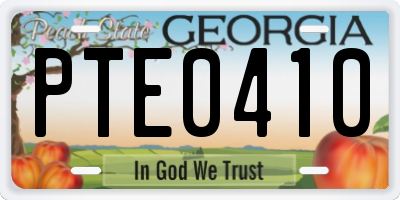 GA license plate PTE0410