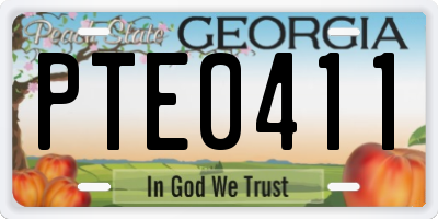 GA license plate PTE0411