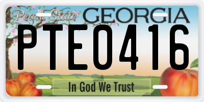 GA license plate PTE0416