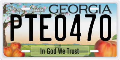 GA license plate PTE0470