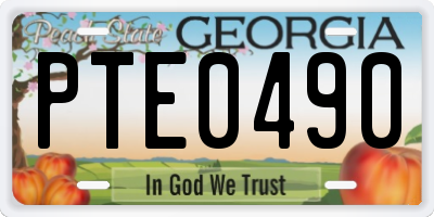 GA license plate PTE0490