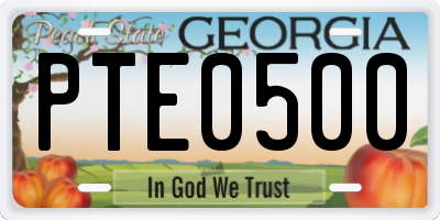 GA license plate PTE0500