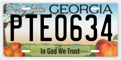 GA license plate PTE0634