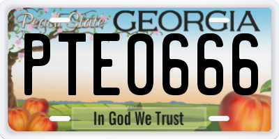 GA license plate PTE0666