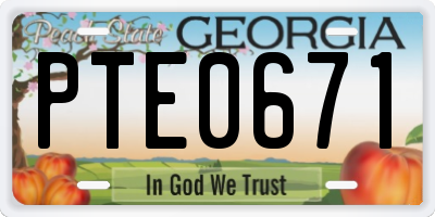 GA license plate PTE0671