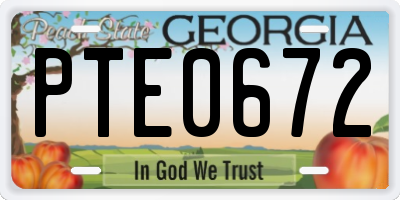 GA license plate PTE0672