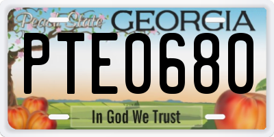GA license plate PTE0680