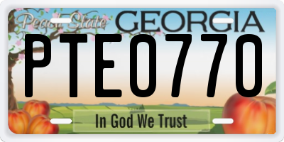 GA license plate PTE0770
