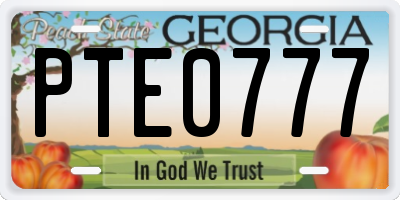 GA license plate PTE0777