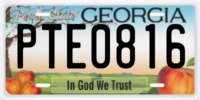 GA license plate PTE0816