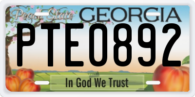 GA license plate PTE0892