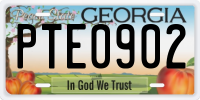 GA license plate PTE0902