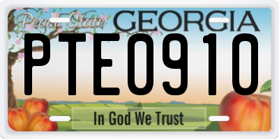 GA license plate PTE0910