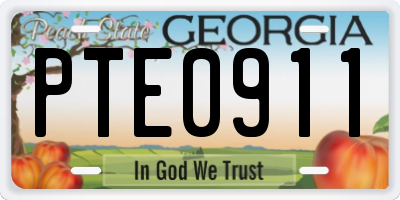 GA license plate PTE0911
