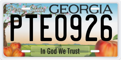 GA license plate PTE0926