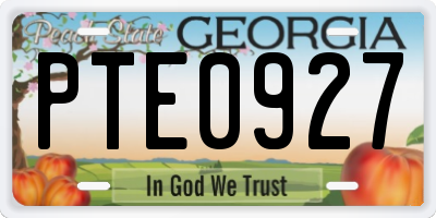 GA license plate PTE0927