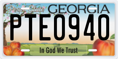 GA license plate PTE0940