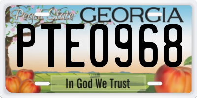 GA license plate PTE0968