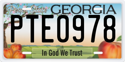 GA license plate PTE0978