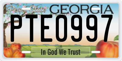 GA license plate PTE0997