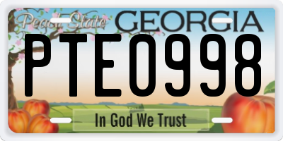 GA license plate PTE0998