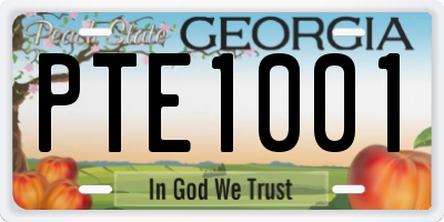 GA license plate PTE1001