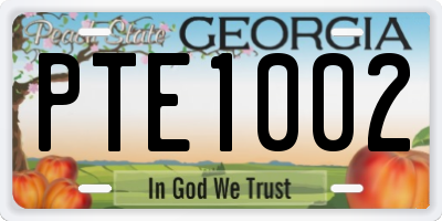 GA license plate PTE1002
