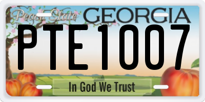 GA license plate PTE1007
