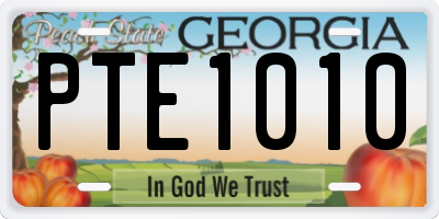GA license plate PTE1010