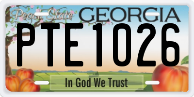 GA license plate PTE1026