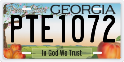GA license plate PTE1072