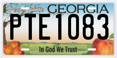 GA license plate PTE1083